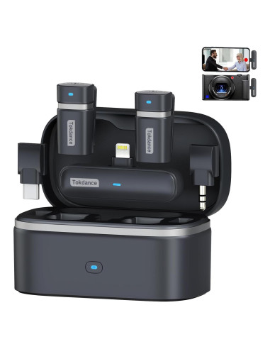 Micrófono Lavalier Inalámbrico Tokdance TDS9 3-en-1 con Adaptadores