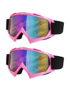 Gafas de Esquí Unisex 2 Piezas Anti-Vaho UV400 Rosa