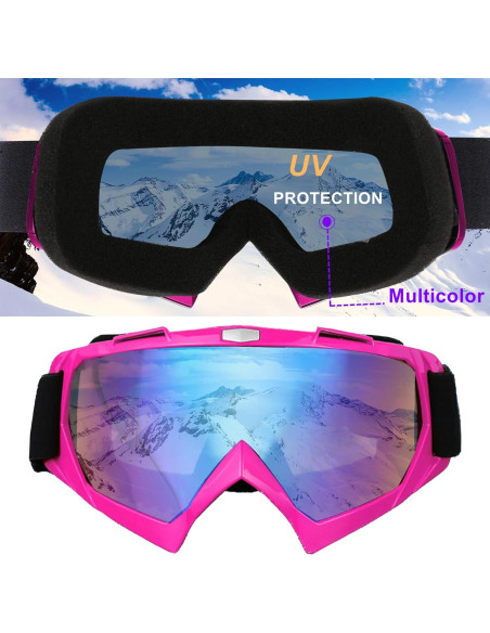 Gafas de Esquí Unisex 2 Piezas Anti-Vaho UV400 Rosa Gafas de Esquí Unisex 2 Piezas Anti-Vaho UV400 Rosa