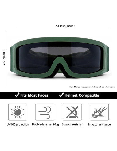 Gafas Tácticas SPOSUNE Anti Niebla con 3 Lentes Intercambiables