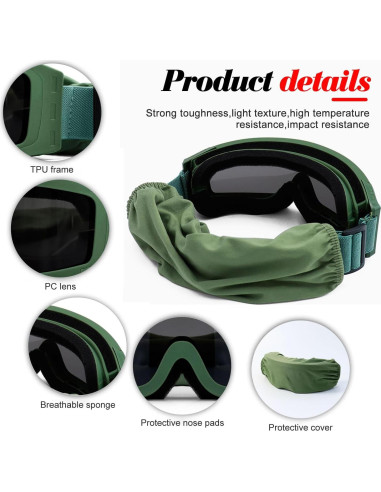 Gafas Tácticas SPOSUNE Anti Niebla con 3 Lentes Intercambiables