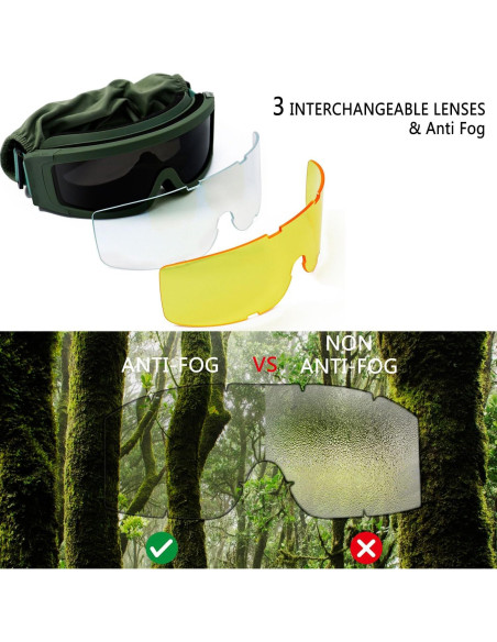 Gafas Tácticas SPOSUNE Anti Niebla con 3 Lentes Intercambiables Gafas Tácticas SPOSUNE Anti Niebla con 3 Lentes Intercambiables