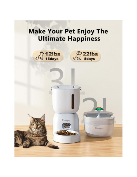 Dispensador Automático de Comida y Agua Sandpoy FW1 3L Dispensador Automático de Comida y Agua Sandpoy FW1 3L