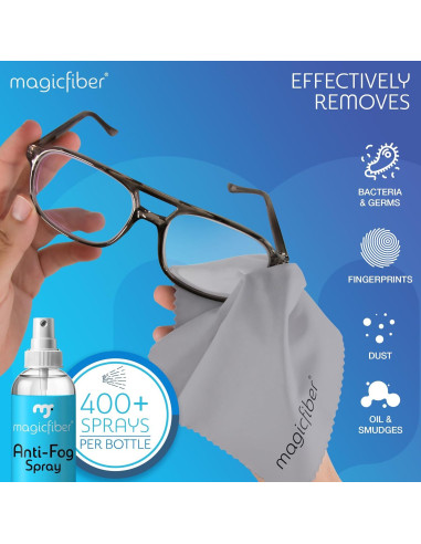 Kit de limpieza MagicFiber con spray antiempañante y paños