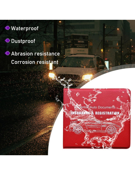 4 Portafolios de Registro y Seguro de Auto Suvnie - Rojo 4 Portafolios de Registro y Seguro de Auto Suvnie - Rojo