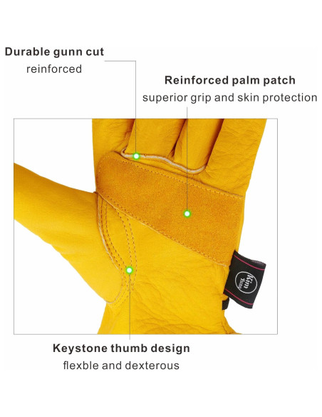 Guantes de Trabajo de Cuero Kim Yuan Talla M para Jardinería Guantes de Trabajo de Cuero Kim Yuan Talla M para Jardinería