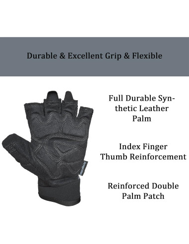 Guantes de Trabajo Sin Dedos SKYDEER - Multi-Deporte, Gris