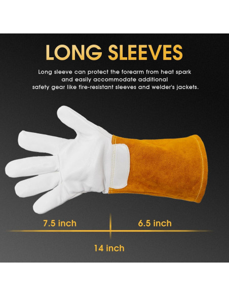 Guantes de soldadura TIG TOOLIOM de piel de cabra 35.56 cm Guantes de soldadura TIG TOOLIOM de piel de cabra 35.56 cm