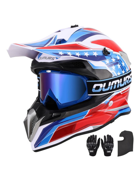 Casco OUMURS DOT Adulto Motocross con Gafas y Guantes XL Casco OUMURS DOT Adulto Motocross con Gafas y Guantes XL
