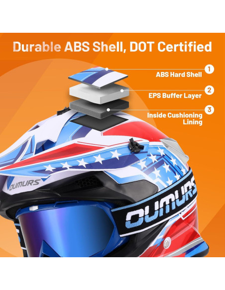Casco OUMURS DOT Adulto Motocross con Gafas y Guantes XL Casco OUMURS DOT Adulto Motocross con Gafas y Guantes XL