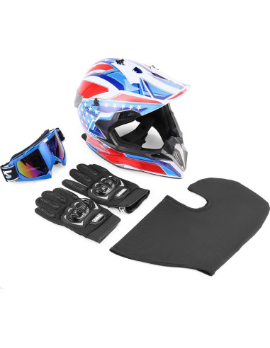 Casco OUMURS DOT Adulto Motocross con Gafas y Guantes XL