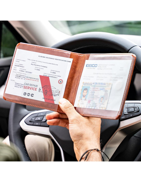 Portafolio de Registro y Seguro de Automóvil Canopus - Marrón Portafolio de Registro y Seguro de Automóvil Canopus - Marrón