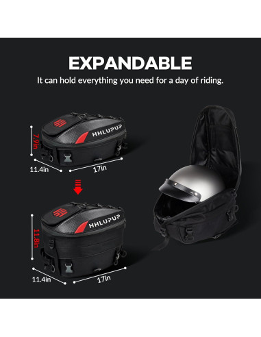 Bolsa de Asiento para Motocicleta HHLUPUP 38L Impermeable Roja