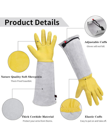 Guantes de Jardinería Supersfel de Cuero de Cabra - Largos y Ajustables Guantes de Jardinería Supersfel de Cuero de Cabra - Largos y Ajustables