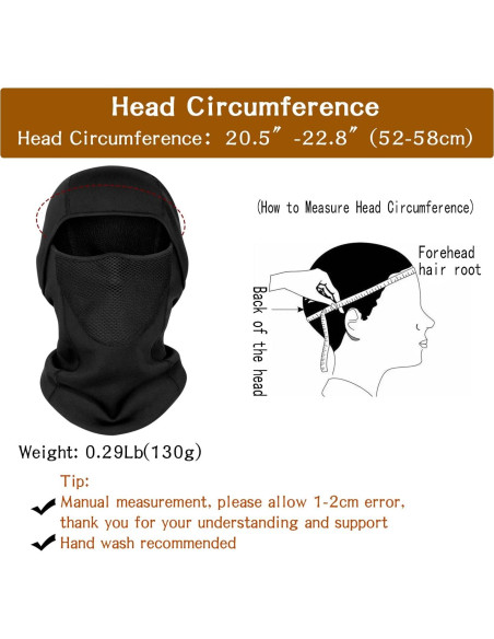 Balaclava Térmica QXQIANXIYE para Esquí - Unisex, Negro Balaclava Térmica QXQIANXIYE para Esquí - Unisex, Negro