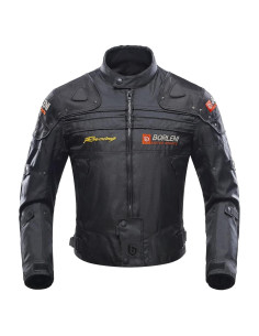 Chaqueta de Motocicleta BORLENI D-020 XL Negra A Prueba de Viento