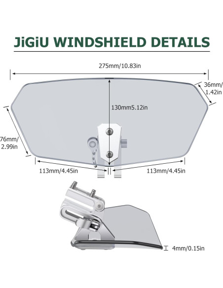 Deflector de Viento JiGiU para Motocicleta Clip-On Humo Deflector de Viento JiGiU para Motocicleta Clip-On Humo