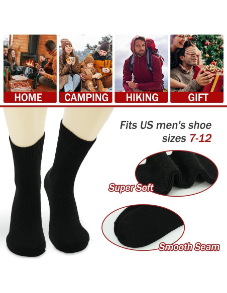VoJoPi 5 Pares Calcetines de Lana Térmicos para Hombres VoJoPi 5 Pares Calcetines de Lana Térmicos para Hombres