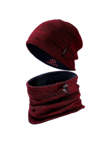 Conjunto Gorro y Bufanda Infinita Lvaiz Unisex Rojo Azul