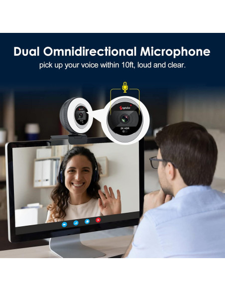 Cámara Web Angetube 863Plus 2K con Luz de Anillo y Control Remoto Cámara Web Angetube 863Plus 2K con Luz de Anillo y Control Remoto