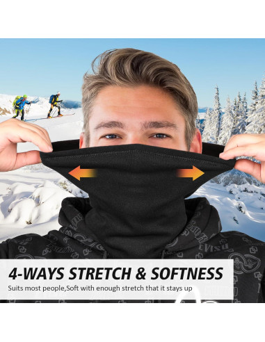 Paquete de 4 Calentadores de Cuello de Invierno Forro Polar Negro