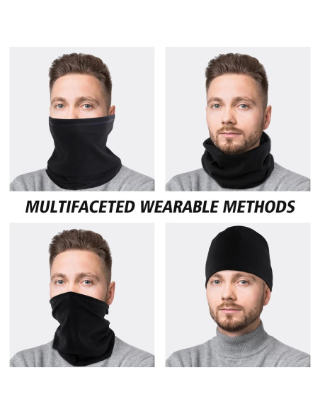 Paquete de 4 Calentadores de Cuello de Invierno Forro Polar Negro Paquete de 4 Calentadores de Cuello de Invierno Forro Polar Negro