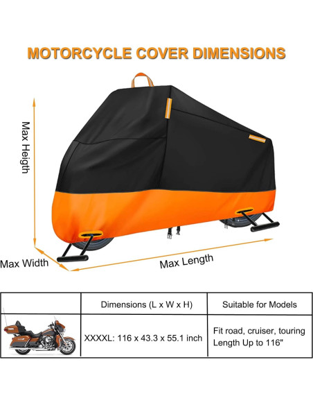 Funda de Motocicleta Impermeable INEZARI XXXXl Ajuste Universal Funda de Motocicleta Impermeable INEZARI XXXXl Ajuste Universal
