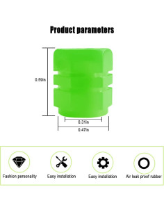 12 Tapas de Válvula de Neumático YALOK Verde Luminiscente 2