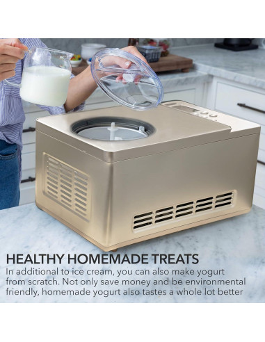 Máquina de Helados Whynter ICM-220CGY 2 Qt. Acero Inoxidable