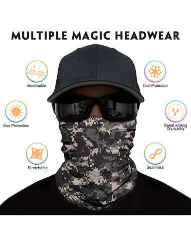 Gaiter de Cuello Multifuncional Unisex - 6 Piezas Camuflaje