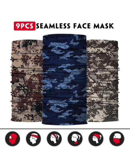 Gaiter de Cuello Multifuncional Unisex - 6 Piezas Camuflaje Gaiter de Cuello Multifuncional Unisex - 6 Piezas Camuflaje