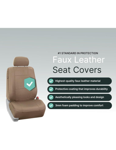 Fundas de Asiento de Coche FH Group PU Beige Juego Frontal