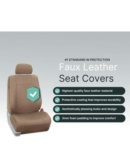 Fundas de Asiento de Coche FH Group PU Beige Juego Frontal Fundas de Asiento de Coche FH Group PU Beige Juego Frontal