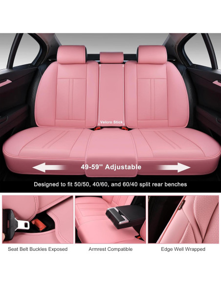 Juego Completo Fundas de Asiento BWTJF Rosa Impermeables Juego Completo Fundas de Asiento BWTJF Rosa Impermeables