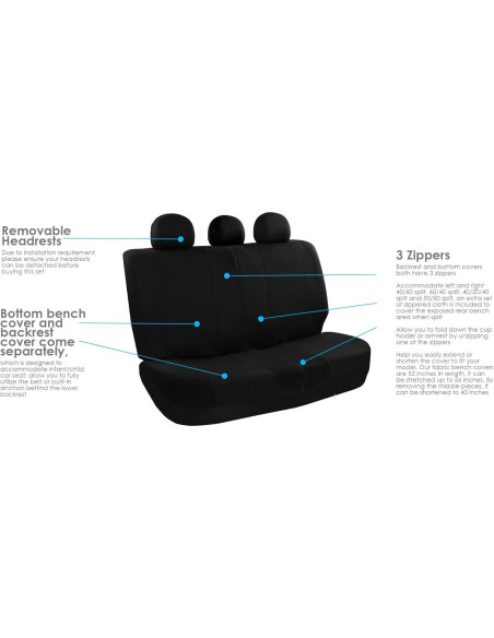 Cubiertas de Asiento Universales FH Group Negro 7 Asientos Cubiertas de Asiento Universales FH Group Negro 7 Asientos