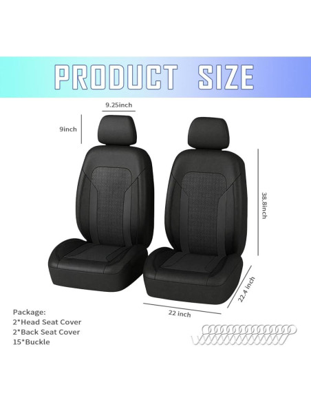 Fundas de Asiento de Coche Refrigerantes Carleef Negro Fundas de Asiento de Coche Refrigerantes Carleef Negro