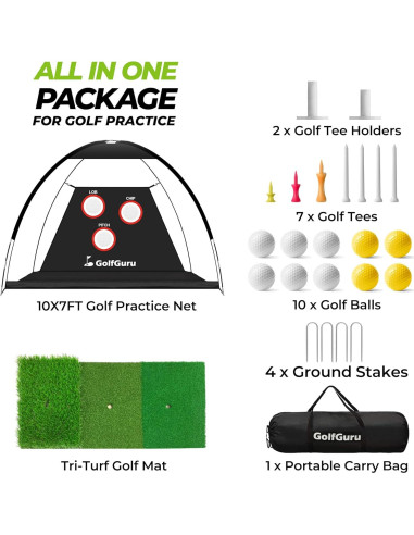 Red de Golf Todo en Uno Golfguru GN-HP-3MB-S 3,05x2,13m