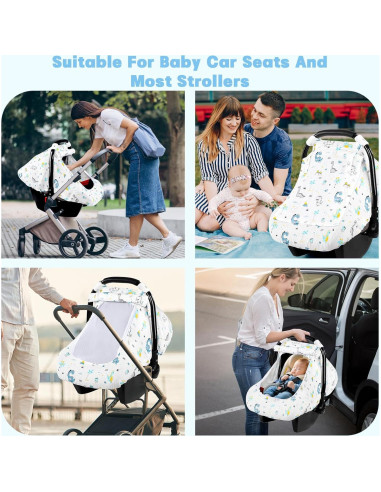 Funda de Asiento de Coche para Bebé HNHUAMING Algodón Muselina Dinosaurio