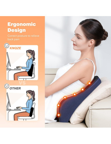 Almohada de Soporte Lumbar KNQZE KB7 con Calentamiento y Masaje