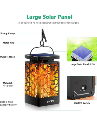 Luces de Antorcha Solar TomCare con Efecto Llama Parpadeante