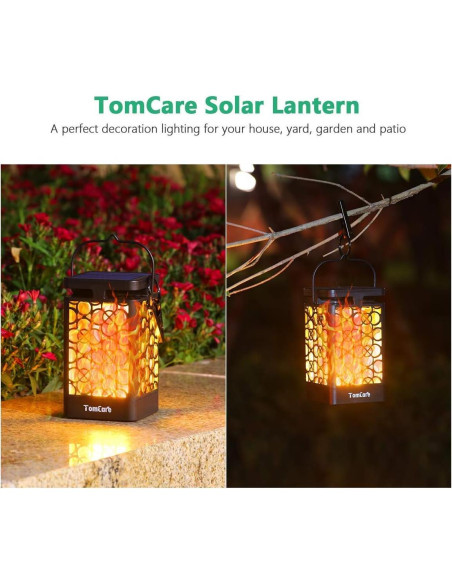 Luces de Antorcha Solar TomCare con Efecto Llama Parpadeante Luces de Antorcha Solar TomCare con Efecto Llama Parpadeante