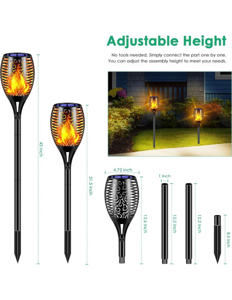 Luces de Antorcha Solar TomCare con Efecto Llama Parpadeante Luces de Antorcha Solar TomCare con Efecto Llama Parpadeante
