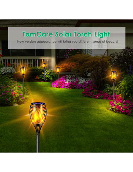 Luces de Antorcha Solar TomCare con Efecto Llama Parpadeante Luces de Antorcha Solar TomCare con Efecto Llama Parpadeante