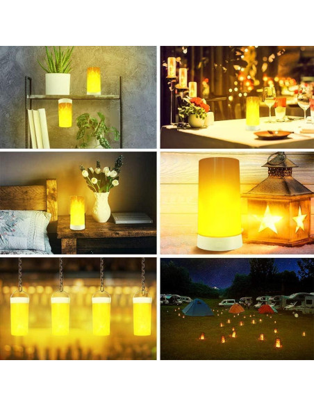 Lámpara de Llama LED CFGROW Recargable USB Impermeable 2PCS Lámpara de Llama LED CFGROW Recargable USB Impermeable 2PCS