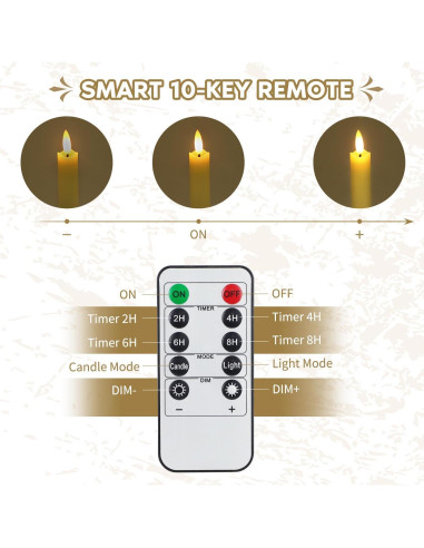 Paquete de 6 Velas LED Sin Llama YINUO LIGHT con 2 Remotos