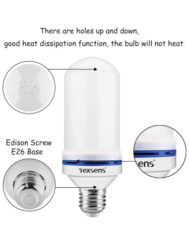 Paquete de 3 Bombillas LED E26 Munetoshi Efecto Llama Verde