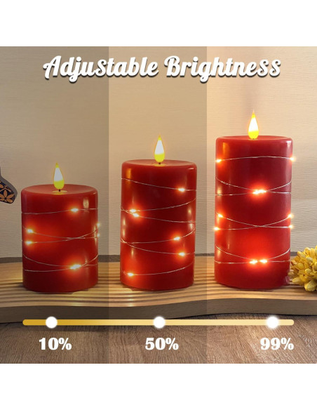 Set de 3 Velas LED Recargables Sin Llama Rojo con Control Remoto Set de 3 Velas LED Recargables Sin Llama Rojo con Control Remoto