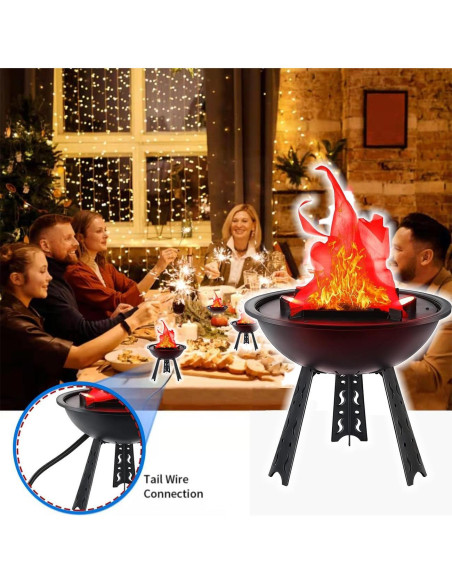 Lámpara LED 3D Efecto Llama Falsa WVIOUOPU 30cm 22cm Lámpara LED 3D Efecto Llama Falsa WVIOUOPU 30cm 22cm
