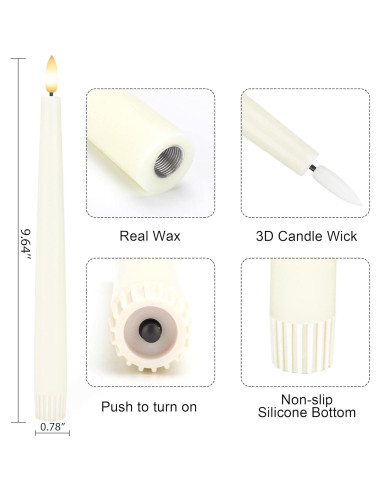 Velas Taper LED AFINETH 24.4 cm Sin Llama con Control Remoto