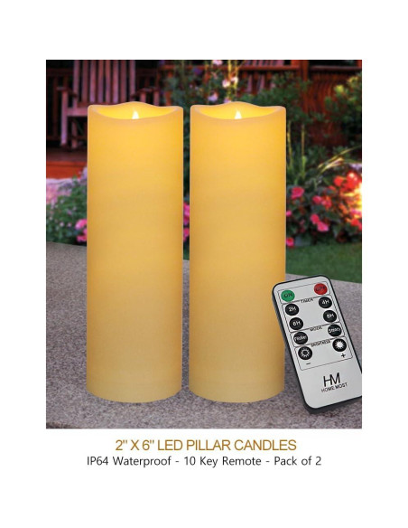 Paquete de 2 Velas LED de Pilar 15x6 cm Crema IP64 Paquete de 2 Velas LED de Pilar 15x6 cm Crema IP64